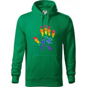 Pánská mikina LGBT hand print - Mikina pánská Cape s kapucí - 5XL ( Středně zelená )