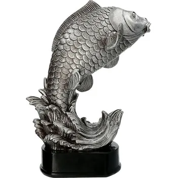 Odlévaná figurka ryba 35 cm stříbrná