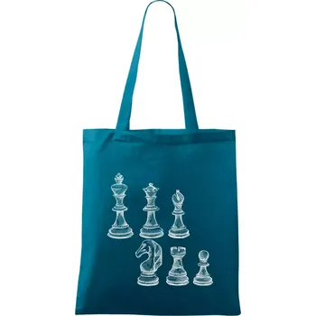 Šachové figurky kreslené - Taška bavlněná - 42 x 38 cm ( Petrolejová )