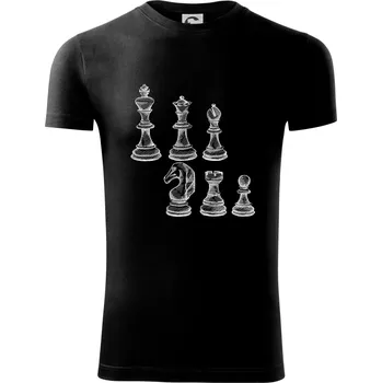Pánské oblečení Šachové figurky kreslené - Viper FIT - Pánské zůžené tričko - M ( Černá )