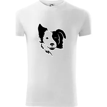 Pánské tričko Border kólie obrys hlavy - Viper FIT - Pánské zůžené tričko - S ( Bílá )