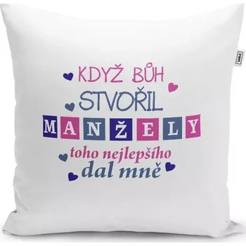 Polštář Sablio Polštář Když Bůh stvořil manžely: 40x40 cm