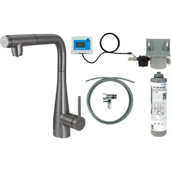 Vodovodní baterie Deante Eridan startovací sada s kuchyňskou baterií stojící grafitová/šedá BREFD75M