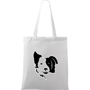 Border kólie obrys hlavy - Taška bavlněná - 42 x 38 cm ( Bílá )