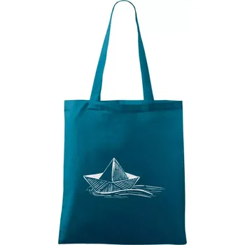 Nákupní taška Letní romance - papírová loďka - Taška bavlněná - 42 x 38 cm ( Petrolejová )