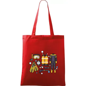 Nákupní taška Potápěčská výzbroj - Taška bavlněná - 42 x 38 cm ( Červená )