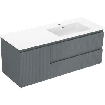 Koupelnový nábytek Mexen Rivel koupelnová skříňka 120 cm s umyvadlem Otis vpravo, 2S, 1D, rýhovaná, grafit/bílá mat - 91A23-12047-3-BBFFF66-W18P01 Skříňky s umyvadlem