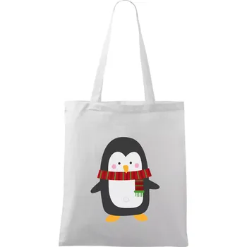 Tučňák se šálou - Taška bavlněná - 42 x 38 cm ( Bílá )