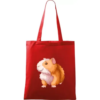 Nákupní taška Morče - kreslené, bílo oranžové - Taška bavlněná - 42 x 38 cm ( Červená )