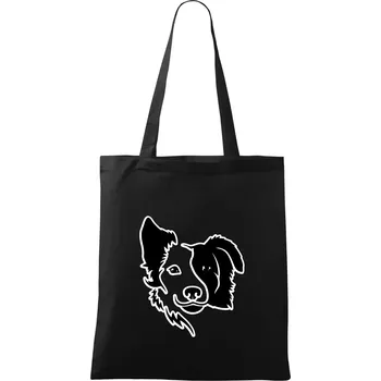 Border kólie obrys hlavy - Taška bavlněná - 42 x 38 cm ( Černá )