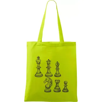 Šachové figurky kreslené - Taška bavlněná - 42 x 38 cm ( Limetková )