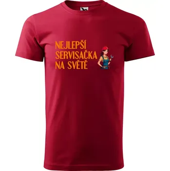 Sablio Tričko s potiskem Nejlepší servisačka na světě - červené 5XL