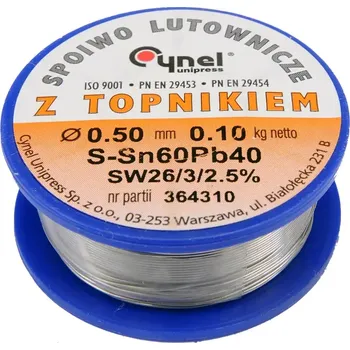 Páječka TOYA Cín (pájka) pájecí 0,5mm, 100g Sn60Pb40 76800 TOYA TO-76800