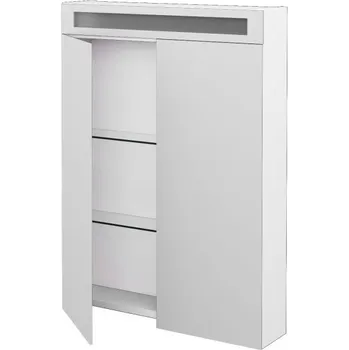 Koupelnový nábytek Zrcadlová skříňka DŘEVOJAS AIR GA2OE 60 60x82x13,8 cm, osvětlení, s vypínačem a el. zásuvkou, lamino, lesklá bílá