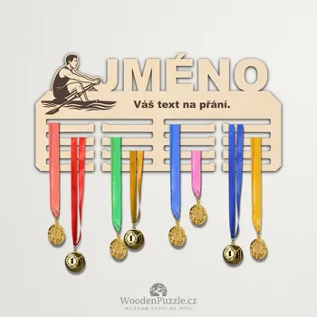 věšák na medaile WoodenPuzzle.cz Věšák na medaile - veslování - muž Velikost: 30 cm