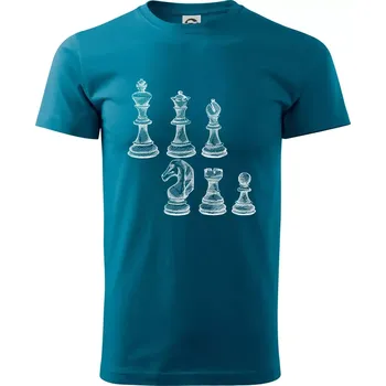 Pánské tričko Šachové figurky kreslené - Klasické pánské triko vyšší gramáže - 4XL ( Petrolejová )