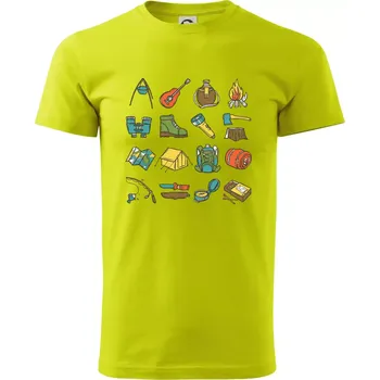 Pánské tričko Camping set - Klasické pánské triko vyšší gramáže - 2XL ( Limetková )