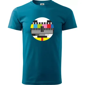 No signal televizní obrazec - Klasické pánské triko vyšší gramáže - XS ( Petrolejová )