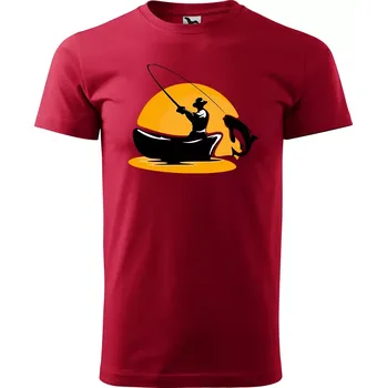 Sablio Tričko s potiskem Rybář 1 - červené 5XL