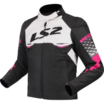 Moto bunda LS2 LS2 APEX dámská cestovní voděodolná bunda černá/bílá/růžová vel.3XL 3XL