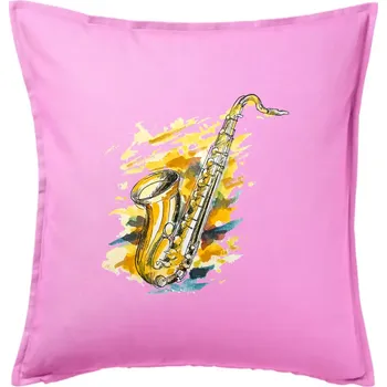 Polštář Saxofon malovaný - Polštář 50x50 - 50x50 - Pouze potah ( Růžová )