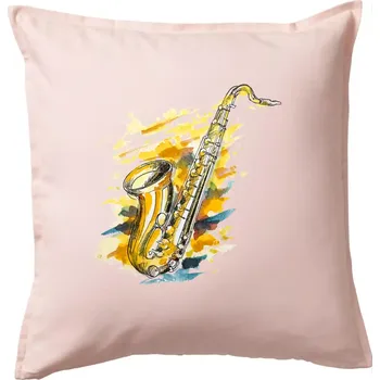 Polštář Saxofon malovaný - Polštář 50x50 - 50x50 - Pouze potah ( Světle růžová )