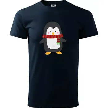 Pánské tričko Tučňák se šálou - Triko extra velké (5-8XL) - 8XL ( Námořní modrá (velmi tmavá - téměř černá) )