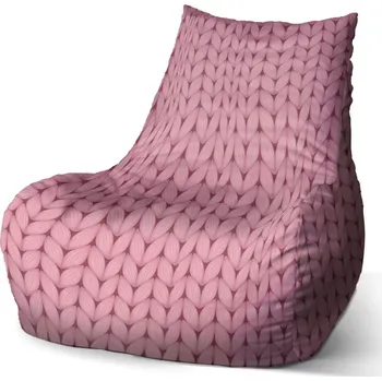 Sedací pytel Sablio Sedací vak Bean Růžové pletení z vlny - 60 x 70 x 70 cm