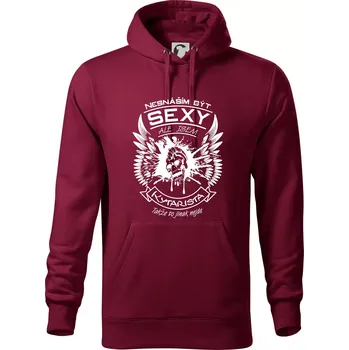 Pánská mikina Nesnáším být sexy - kytarista - Mikina pánská Cape s kapucí - 5XL ( Garnet )