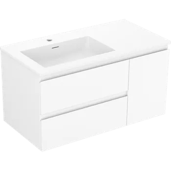 Koupelnový nábytek Mexen Orio koupelnová skříňka 90 cm s umyvadlem Otis levým, 2S, 1D, bílá mat - 91A13-09047-3-BBFFF01-W18L01 Skříňky s umyvadlem