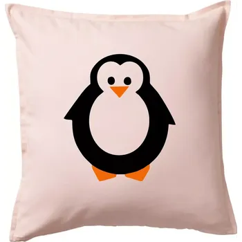 Polštář Tučňák obrys - Polštář 50x50 - 50x50 - Včetně výplně ( Světle růžová )