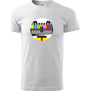 Pánské tričko No signal televizní obrazec - Triko extra velké (5-8XL) - 8XL ( Bílá )