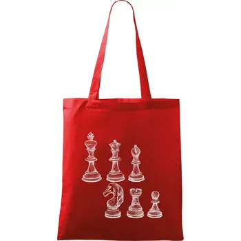 Nákupní taška Šachové figurky kreslené - Taška bavlněná - 42 x 38 cm ( Červená )
