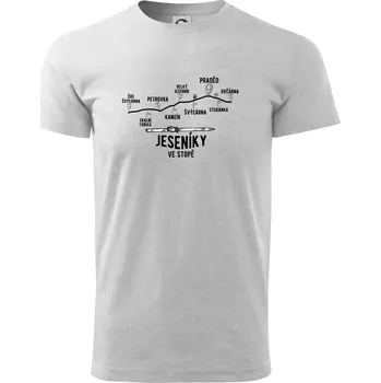 Pánské tričko Jeseníky ve stopě - Triko extra velké (5-8XL) - 7XL ( Světlešedý Melír )
