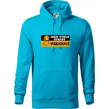 Pánská mikina Jsem týhle stavby vedoucí - Mikina pánská Cape s kapucí - L ( Světlý tyrkys )