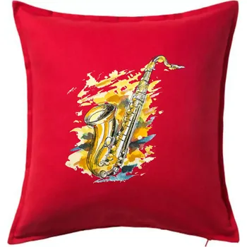 Polštář Saxofon malovaný - Polštář 50x50 - 50x50 - Pouze potah ( Červená )