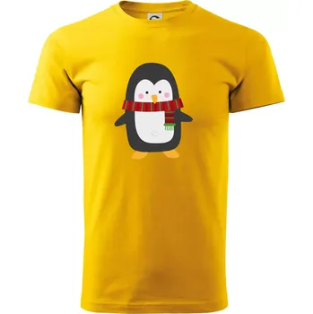 Pánské tričko Tučňák se šálou - Triko extra velké (5-8XL) - 7XL ( Žlutá )