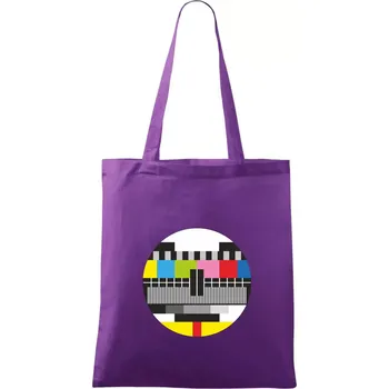 No signal televizní obrazec - Taška bavlněná - 42 x 38 cm ( Fialová )