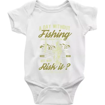 Kojenecké oblečení A Day Without Fishing - Body kojenecké s krátkým rukávem - Krátký r. 6-12 mes ( Bílá )