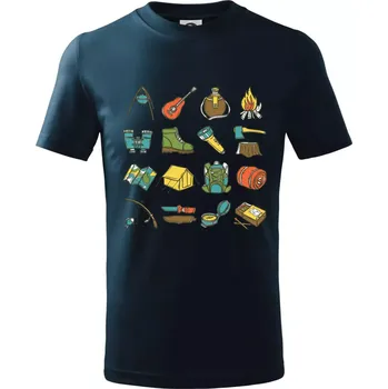 Camping set - Tričko dětské bavlněné - 98 cm / 2 roky ( Námořní modrá (velmi tmavá - téměř černá) )