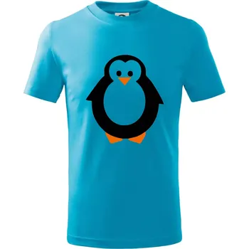 Tučňák obrys - Tričko dětské bavlněné - 98 cm / 2 roky ( Světlý tyrkys )