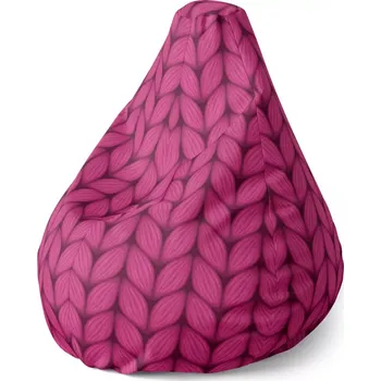 Sedací pytel Sablio Sedací vak Pear Pletení ve fuchsiové barvě - 140 x 100 x 25 cm