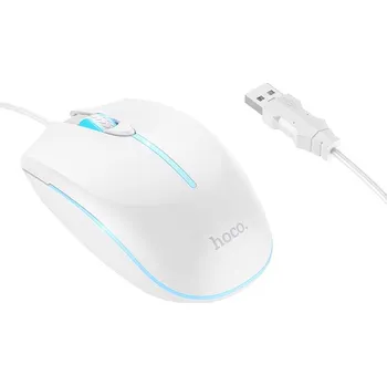 Myš HOCO herní svítící drátová myš 2400-DPI Barva: Bílá