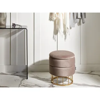 Taburet Pouf s úložným prostorem taupe zlato samet design okouzlující doplňky do obývacího pokoje glamour Beliani
