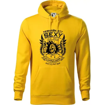 Pánská mikina Nesnáším být sexy - kytarista - Mikina pánská Cape s kapucí - 4XL ( Žlutá )