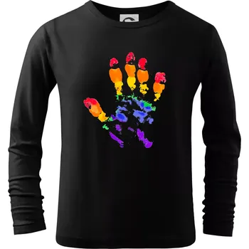 Chlapecké tričko LGBT hand print - Triko dětské Long Sleeve - 158 cm/12 let ( Černá )