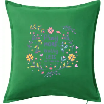 Polštář Pray more worry less - Polštář 50x50 - 50x50 - Pouze potah ( Středně zelená )