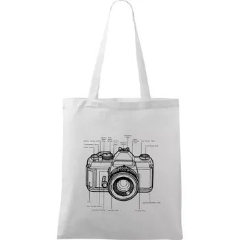 Nákupní taška Nákres starý fotoaparát - Taška bavlněná - 42 x 38 cm ( Bílá )