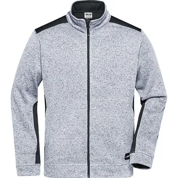 Pánská mikina James&Nicholson Pánská fleecová mikina JN862 White Melange-Carbon 5XL