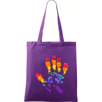 Nákupní taška LGBT hand print - Taška bavlněná - 42 x 38 cm ( Fialová )
